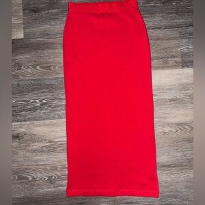 Zara Red Long Bodycon Maxi Skirt - Size Medium